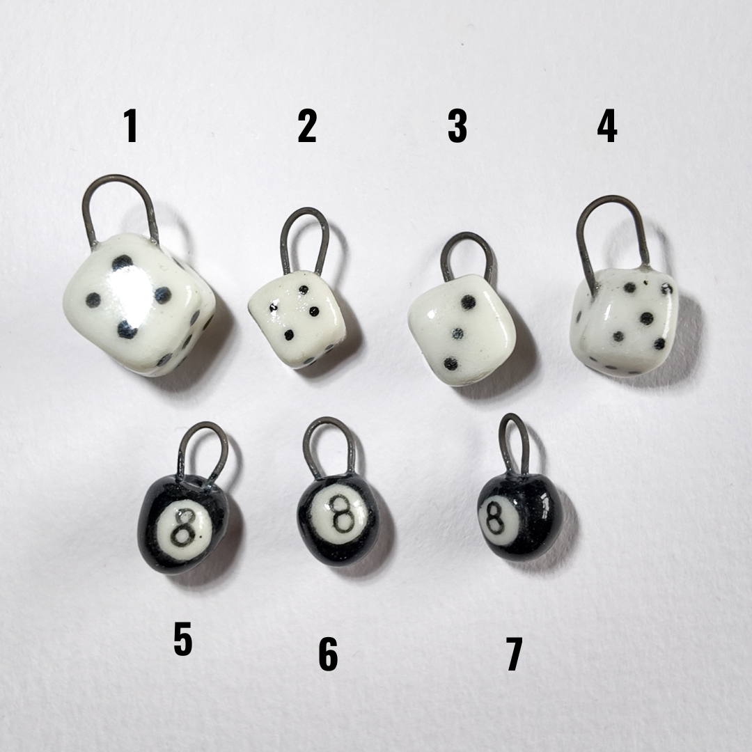 Dice and 8 ball - individual charms