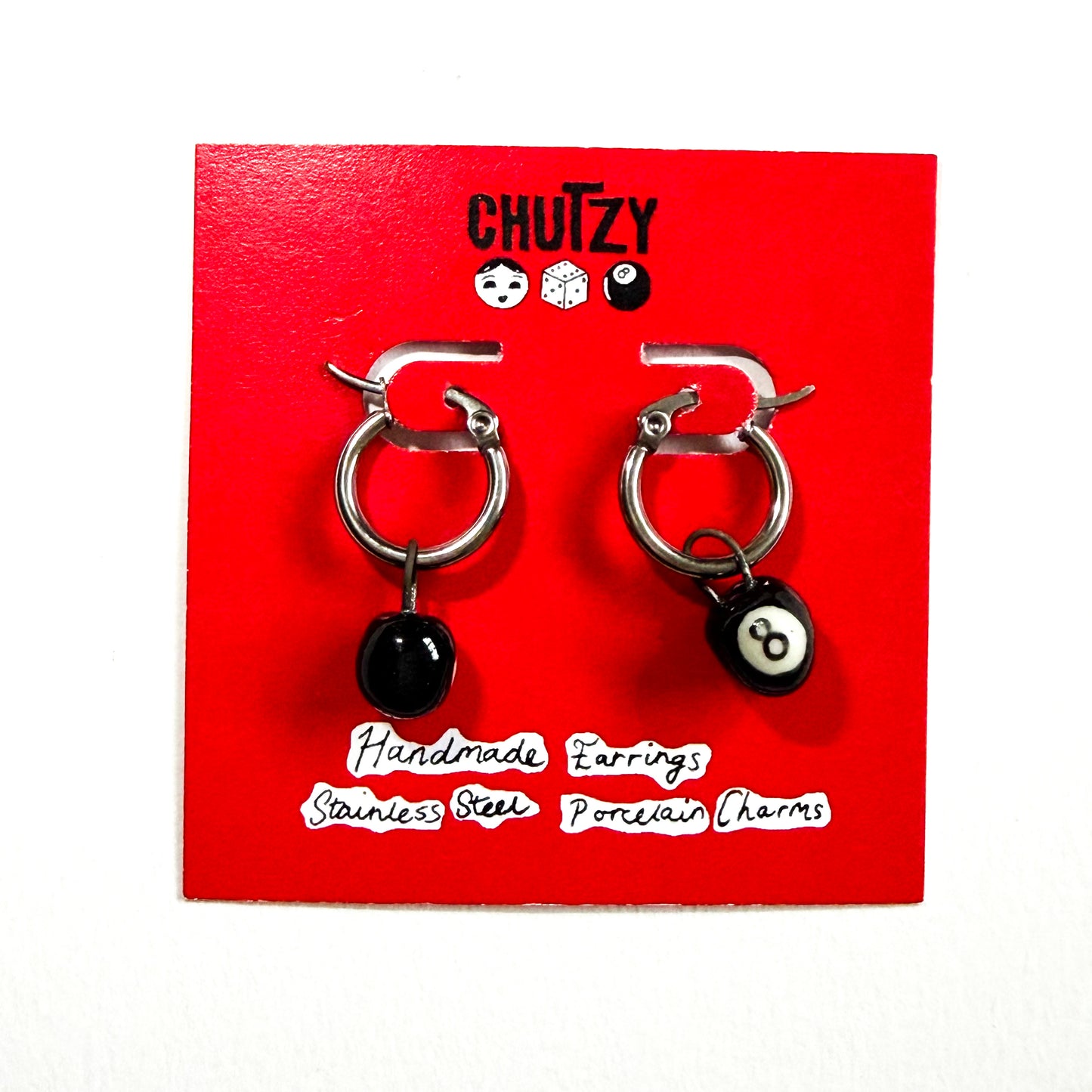 8 ball earrings - Chutzy