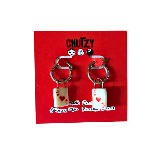 Ace of hearts playing card earrings - Chutzy