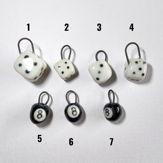 Dice and 8 ball - individual charms