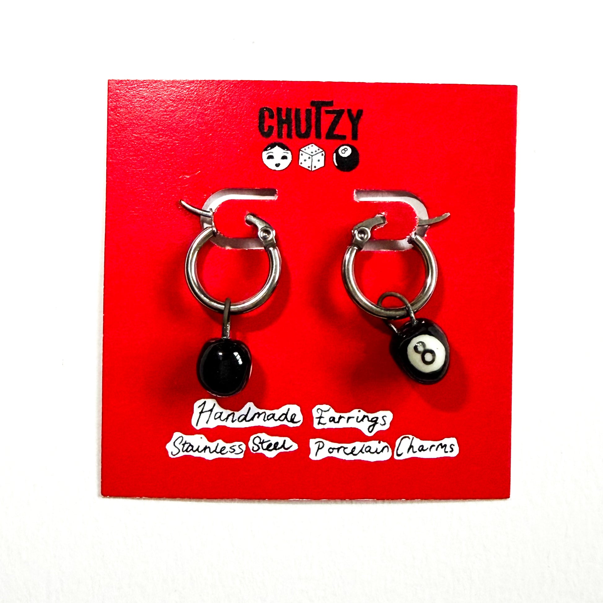 8 ball earrings - Chutzy