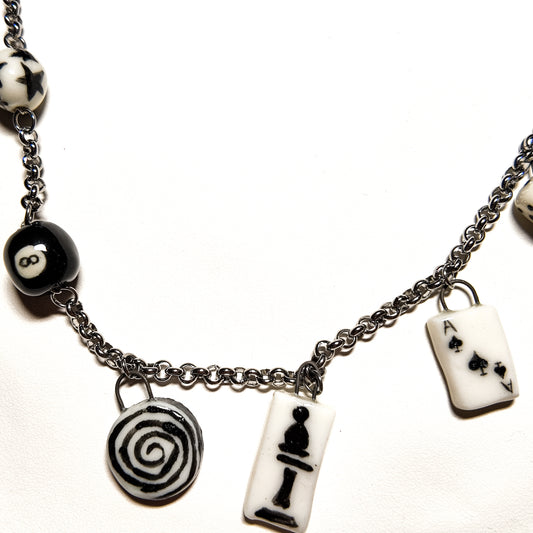 Black and white charm necklace