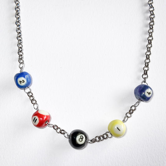 Silly billiard charm necklace